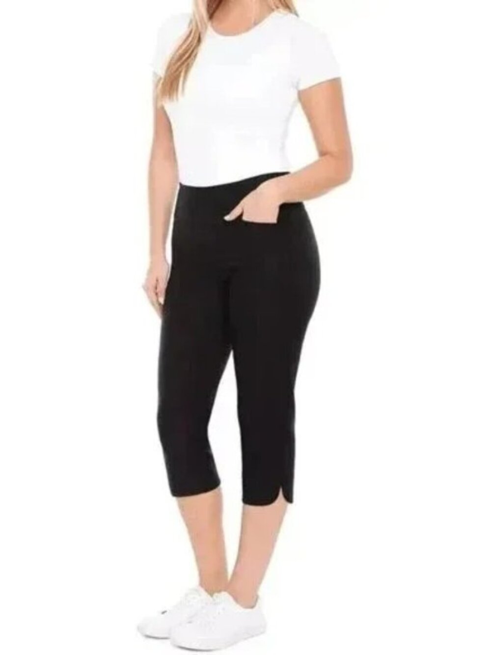 S.C. & Co. Women's Tummy Control Pull On Capri Black NEW